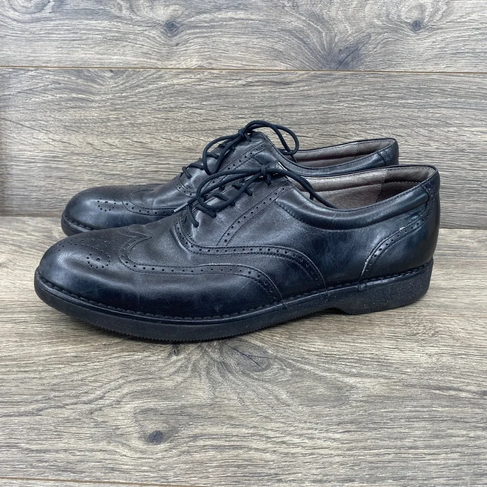 Rockport Wingtip Oxford Mens 10.5M Black Leather Brogue Vibram Sole 3678
